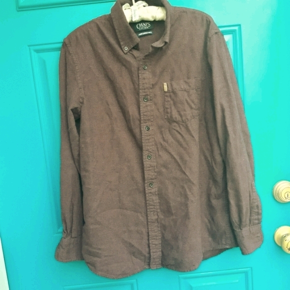 Chaps Flannel Shirt Mens Long Sleeve Solid Color M - Picture 6 of 13